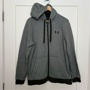 Under Armour Hoodie Sweatshirt Mens Size L Gray Coldgear Full Zip Fleece Jacket